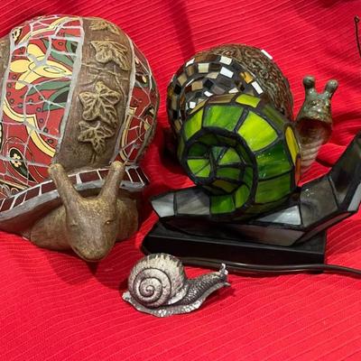 Ceramic and glass snail decor