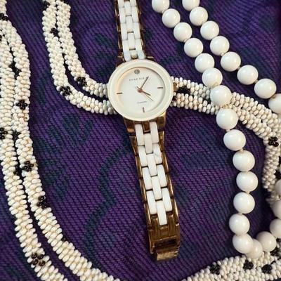 Ladies anne klein diamond watch vintage beaded necklaces