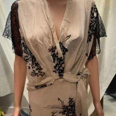 Two piece black and off white floral