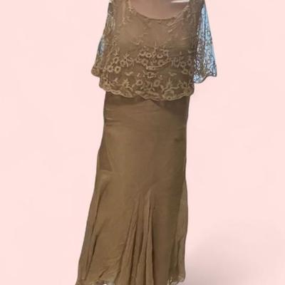 1929 beige silky dress
