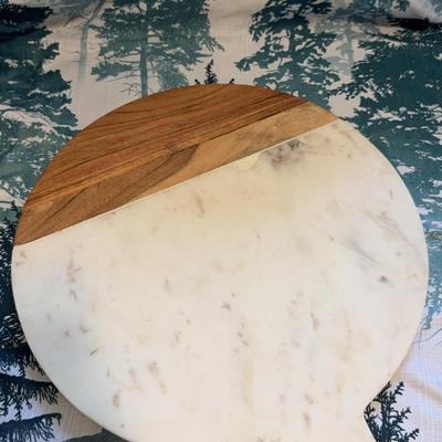 White Quartz And Wood Charcuterie Platter And Cheese Slicer