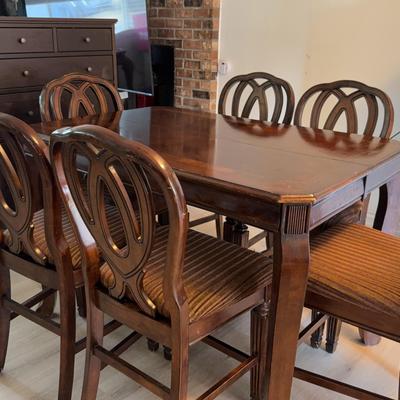 Bistro height, dining table with six chairs