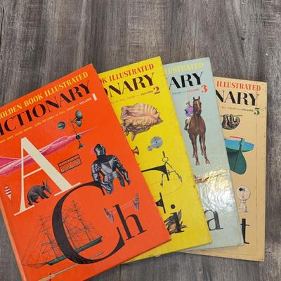 Vintage Golden Books Illustrated Dictionary For Volumes