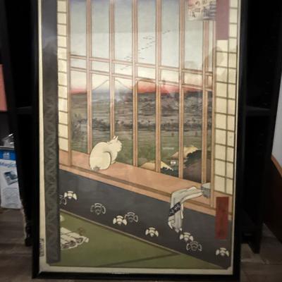 Cat in Window by Utagawa Hiroshige