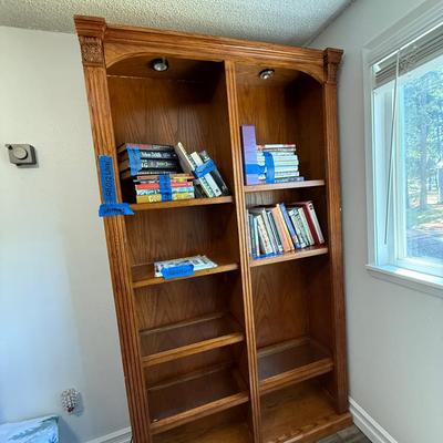 lighted Oak Bookshelf.
