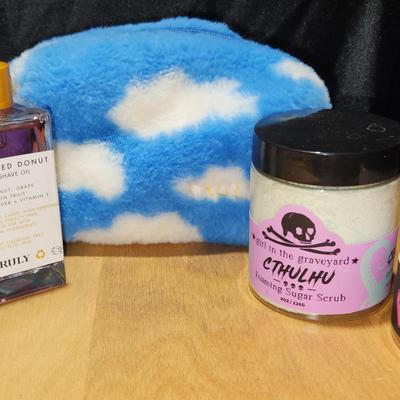 (Used) Truly Pouch, Serums, and Girl in the Graveyard Sugar Scrubs