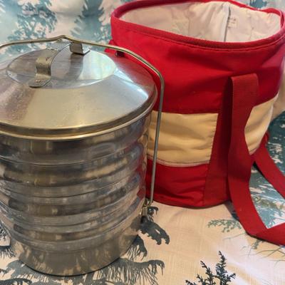 Vintage Regal Aluminum Food Carrier With Nylon Sack