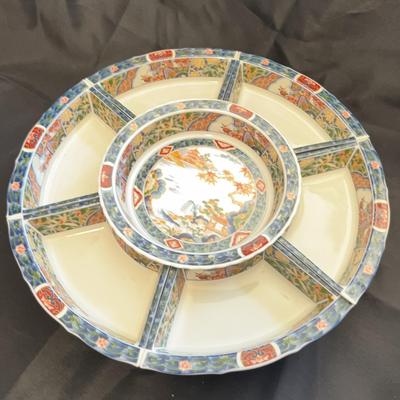 Imari Porcelain Snack Tray On Lazy Susan 