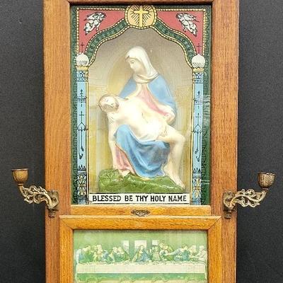 Antique Catholic Shadow Box (WH8)