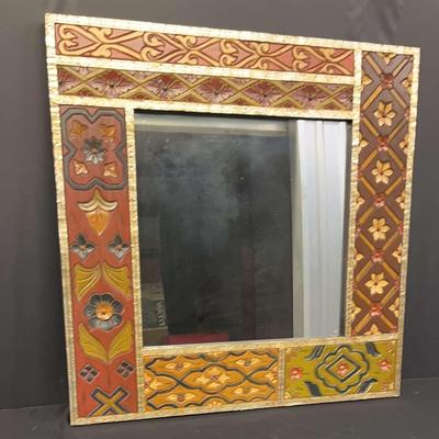 Vibrant Decorative Mirror with Embossed Frame
