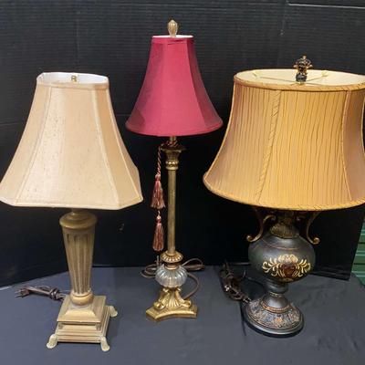 Elegant Trio Of Traditional Table Lamps With Decorative Shades