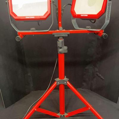 Craftsman LED Work Light on Tripod with Extension Cord, Power Strip, and K-9155 Floodlights