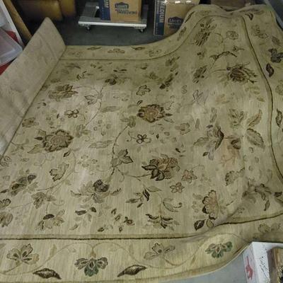 Large Cream & Sage Botanical Area Rug, 96" × 132"
