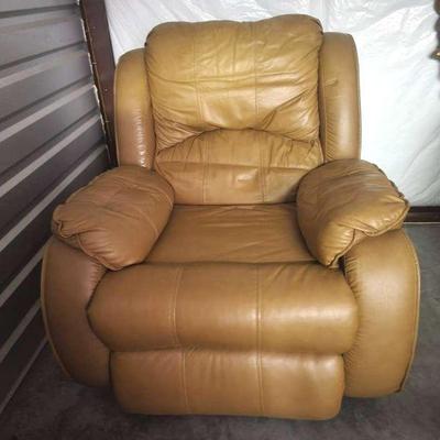Lever-Activated Plush Tan Recliner