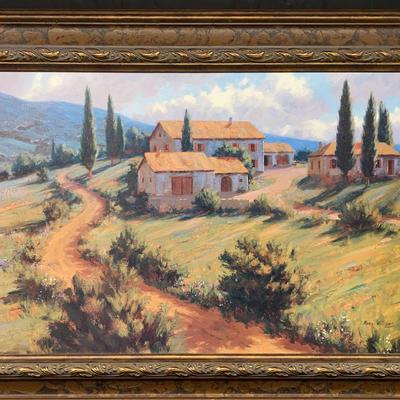 "Italian Cypress" Framed Landscape By Roger Williams