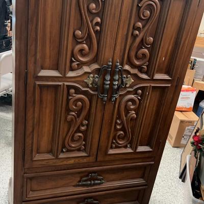 Elegant Vintage Wooden Armoire 