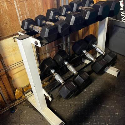 Dumbell set: 5, 10, 15, 20, 25 lbs