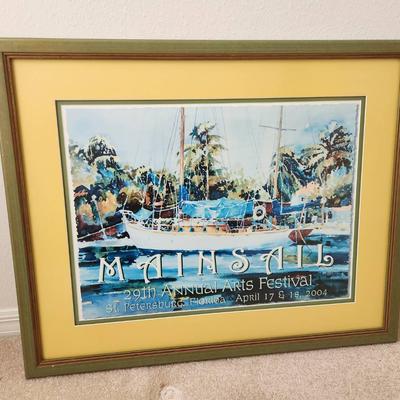 Mainsail 29th Annual Arts Festival Sailboat Framed Print - 34x27"