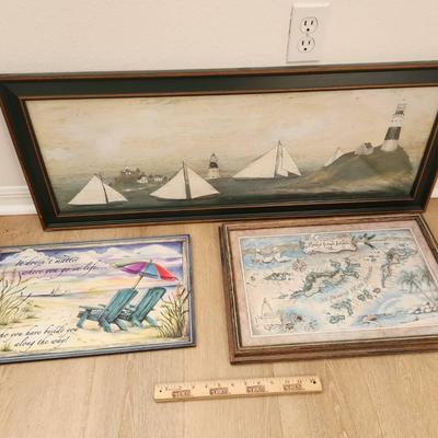 Beach/Nautical Themed Wall Decor Art - British Virgin Islands, Sailboats/Lighthouse