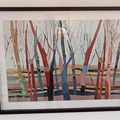 Contemporary Tree Trunks Landscape Framed Print 40x30