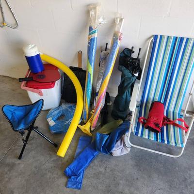 13pc Sporting Goods, Camping, Beach Chair & Umbrellas