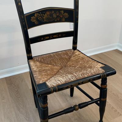 Hitchcock Style Black Harvest Rush Bottom Chair 18x35x16