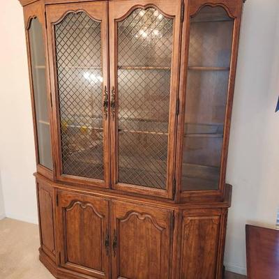 Vintage Metal Screen Detail 2-piece China Cabinet - 60x18x80"