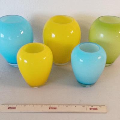 Carlton Cards Colorful Art Glass, Decor Vases, Tallest 7.5 In