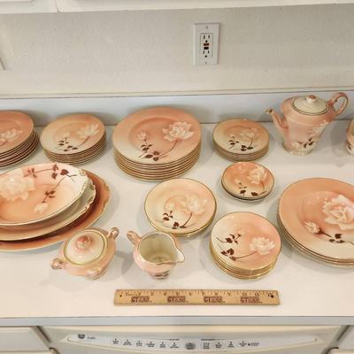 58pc Old Ivory Syracuse Pink Floral China Set