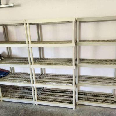 3 Collapsible Plastic Garage Shelving Units 