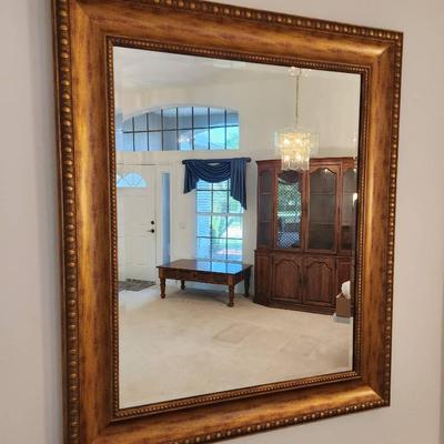 Modern Gold Frame Wall Mirror - 32x38"