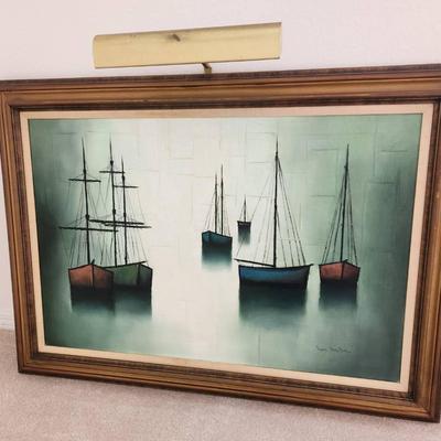 Signed Ariel Ben-Dor Original Painting w/ Light - 43x31"