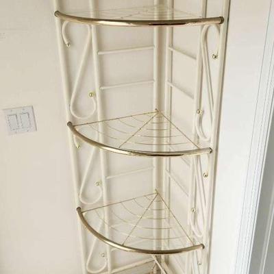 Vintage Metal/brass 4-Tier Corner Shelf/bakers rack - 18x18x70"