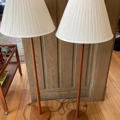 MCM Kovacs teak floor lamps 