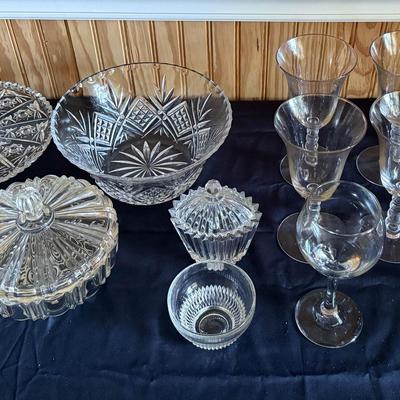 Vintage Pressed Glass & Stemware Entertaining Set
