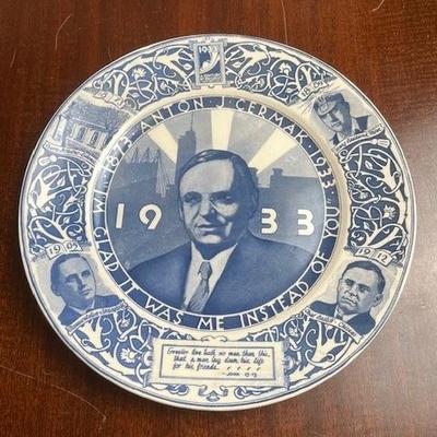 Anton Cermak Memorial Collectible Plate, Roosevelt Assassination Attempt
