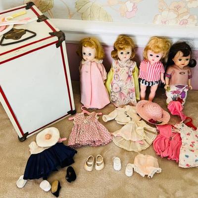 1950s Ginny Dolls (Madame Alexander), Clothes & Case