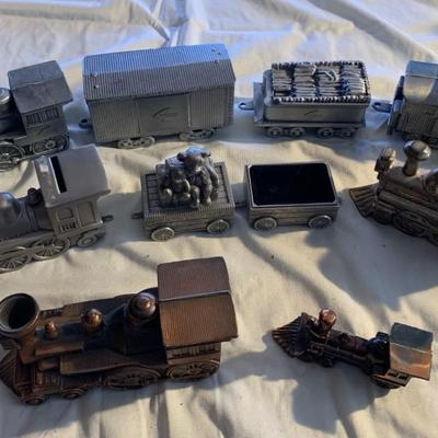 Vintage Banthrico die-cast metal train coin banks