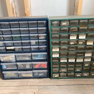 Two Storage Organizers Of Craft Supplies And Scale Model Accessories 