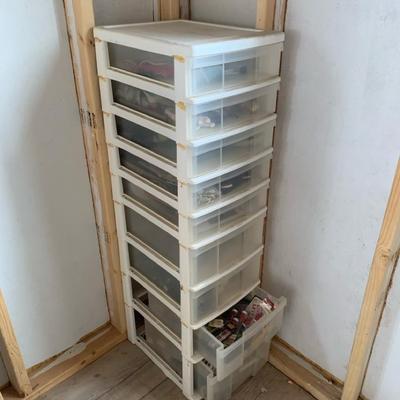 Tall Storage Container With Scale Model Supplies And Misc