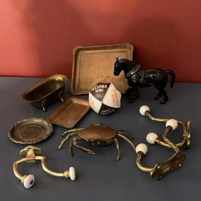 Vintage Brass and Copper Colored Hooks and Small Decor