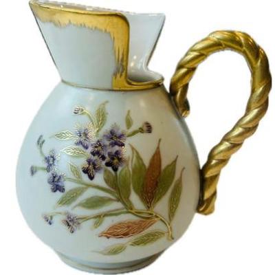 Sale Photo Thumbnail #98: Antique Hand Painted Porcelain Pitcher - Signed In Base