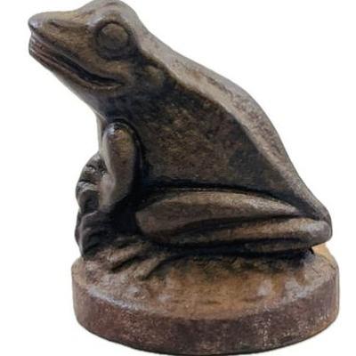 Sale Photo Thumbnail #168: Vintage Cast Iron Frog Bookends/ Doorstop With Wedge