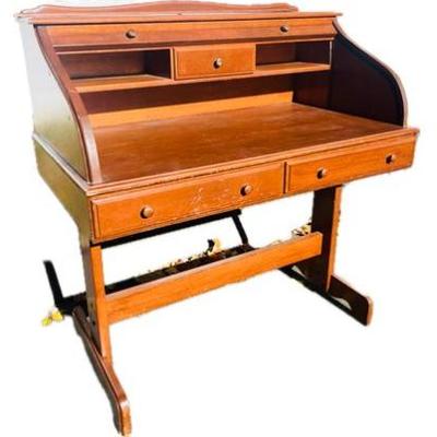 Sale Photo Thumbnail #29: Vintage Desk With Trestle Base, Drawers, & Cubbies