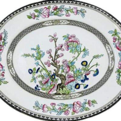 Sale Photo Thumbnail #112: Large English Porcelain Platter - Signed "Hancock & Sons Indian Tree"