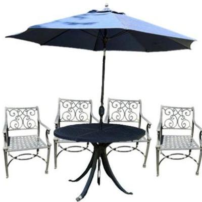 Sale Photo Thumbnail #5: Wrought Iron Table, 4 Chairs, And Sunbrella - Very Nice Set!