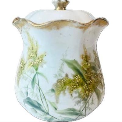 Sale Photo Thumbnail #121: Antique Hand Painted Porcelain Lidded Biscuit Jar