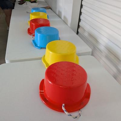A fun and engaging set of 5 plastic walking stilts, perfect for developing balance, coordination, and gross motor skills in young...