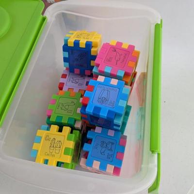 A wonderful set of interlocking dense foam blocks, each featuring uppercase letters (and possibly images) for hands-on learning. Perfect...