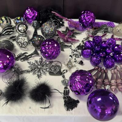 Purple & Black Christmas Ornaments 